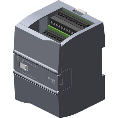 Ein 3D-Modell eines kompakten, industriellen Elektrogeräts mit mehreren Anschlüssen und Verbindungen, das wahrscheinlich für Automatisierung oder Stromverwaltung verwendet wird.