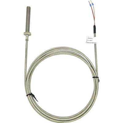 Eine gewickelte metallische Thermoelement-Sonde mit zwei freiliegenden Drähten, die zur Temperaturmessung in industriellen Anwendungen verwendet wird.