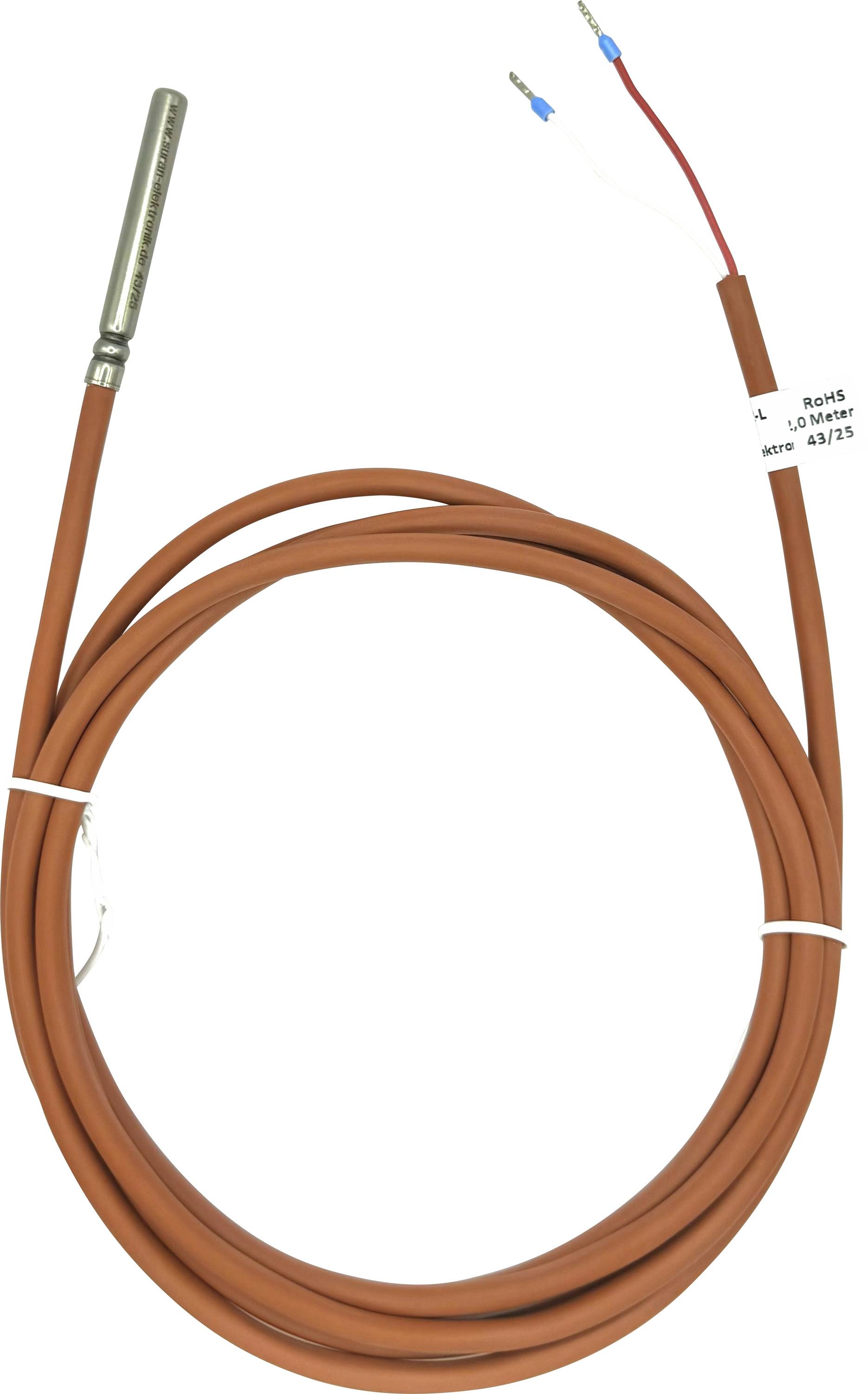 Enda Temperatuursensor K1-PT100-S-6x50-2M-2L Sensortype Pt100 Meetbereik temperatuur-50 tot 200 °C Kabellengte 2 m Sensor-Ø 6 mm afbeelding