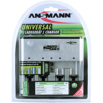 Universal-Ladegerät ANSMANN PhotoCam V für AA/AAA/NiMH/NiCd-Akkus. Mikrocontrollergesteuert, individuelle Ladevorgänge, 3 Jahre Garantie.