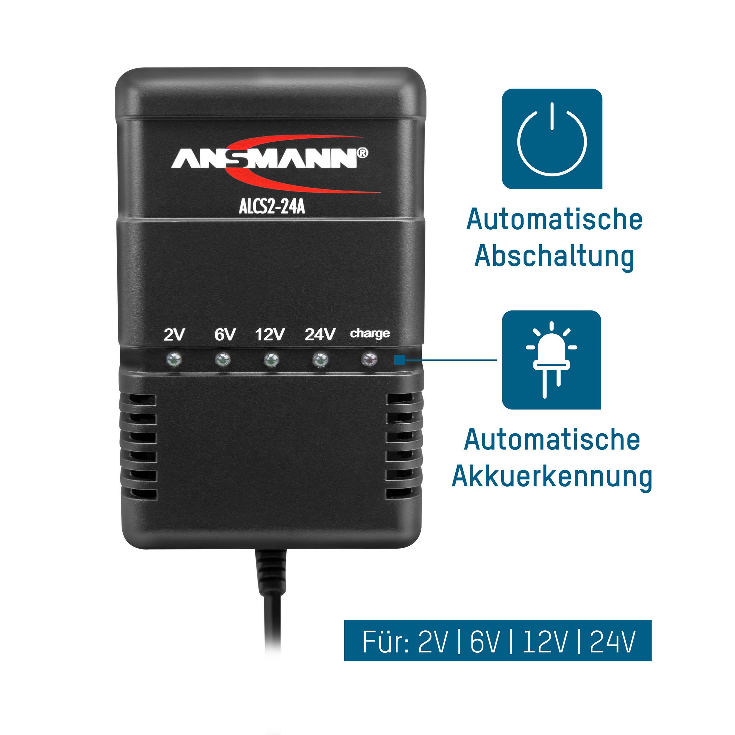 Ansmann Bleiakku-Ladegerät ALCS 2-24 A 2 V, 6 V, 12 V, 24 V Ladestrom (max.) 0.9 A-8