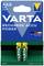Zwei AAA-Batterien von Varta in einer Verpackung mit der Aufschrift 'RECHARGE ACCU POWER', 800 mAh.