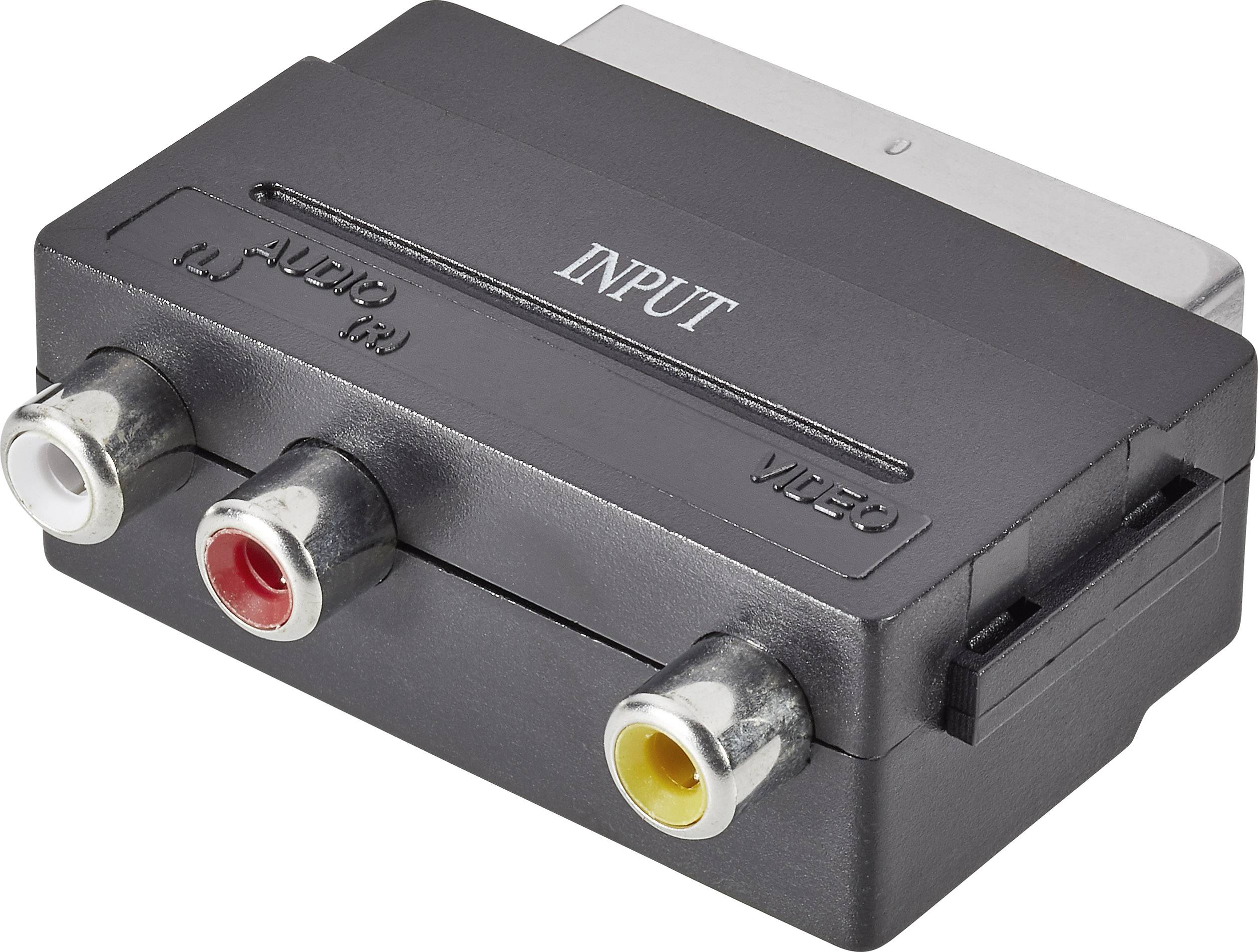 SPEAKA PROFESSIONAL Cinch / SCART Adapter [3x Cinch-Buchse - 1x SCART-Stecker] Schwarz