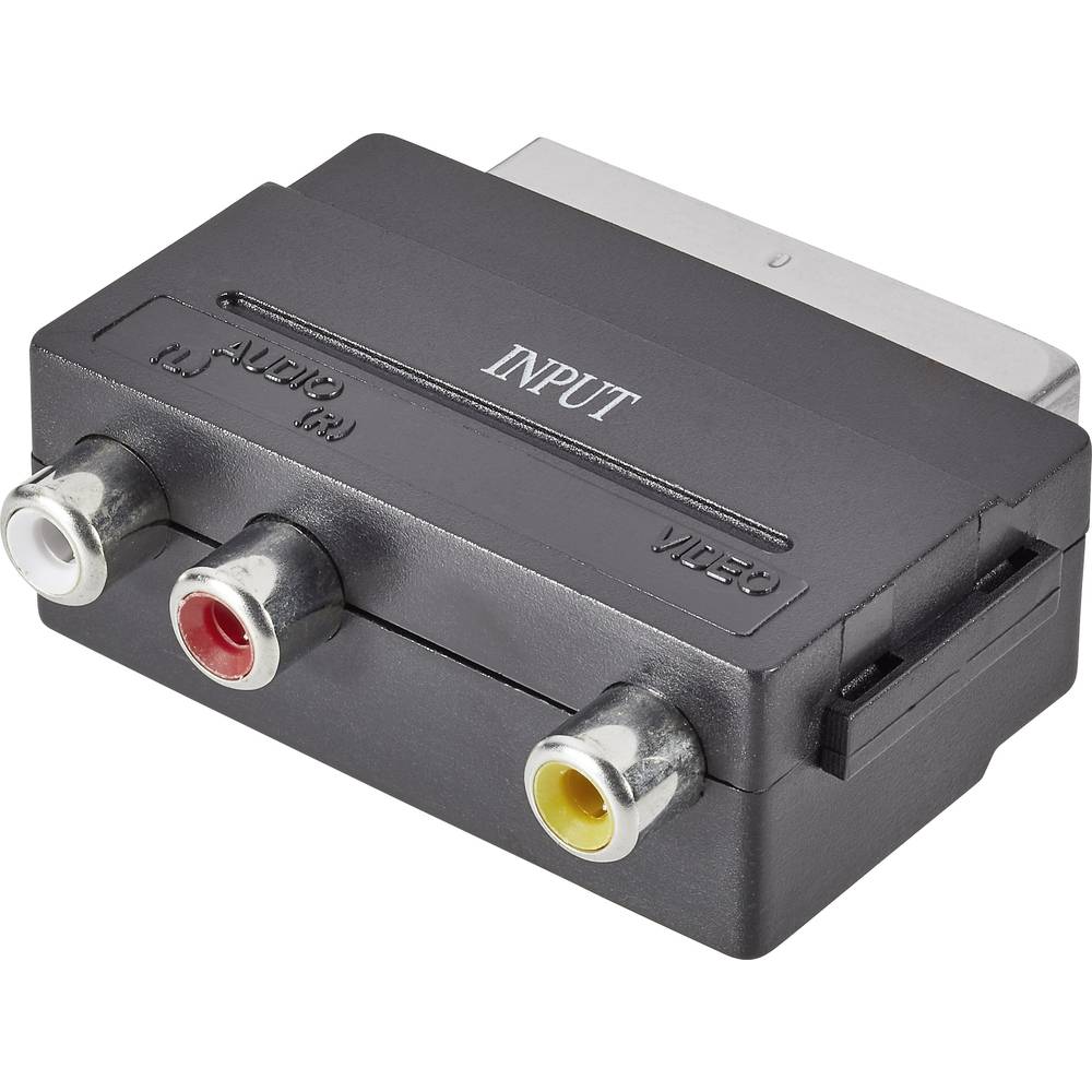 SpeaKa Professional Cinch-SCART Adapter [3x Cinch-koppeling 1x SCART-stekker] Zwart
