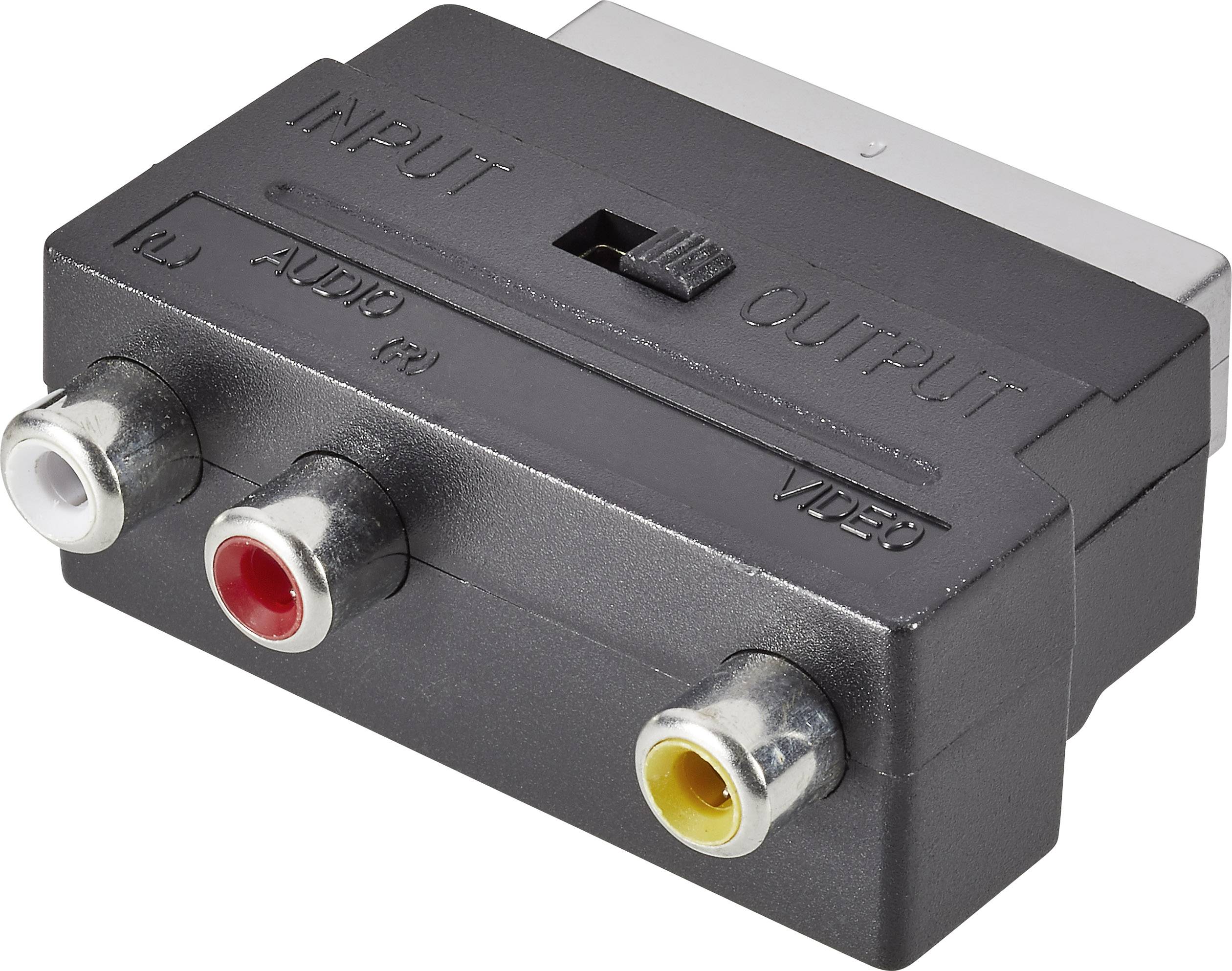 SPEAKA PROFESSIONAL Cinch / SCART Adapter [3x Cinch-Buchse - 1x SCART-Stecker] Schwarz