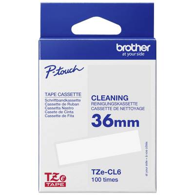 Verpackung einer Reinigungskassette für P-Touch-Beschriftungsgeräte, 36 mm Breite, geeignet für 100 Anwendungen.