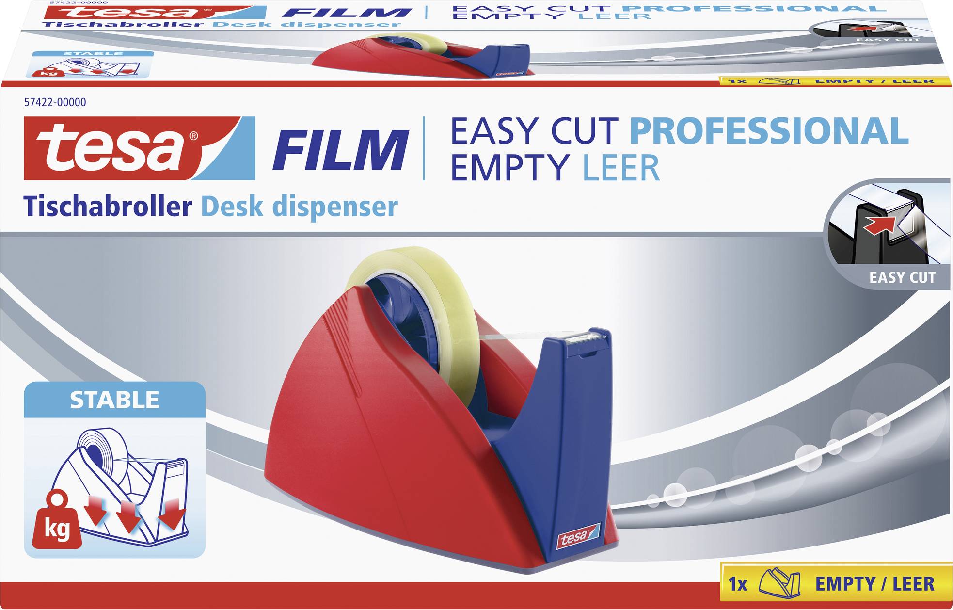 TESA Easy Cut Prof Tischabroller bis 66m 25mm rot-blau