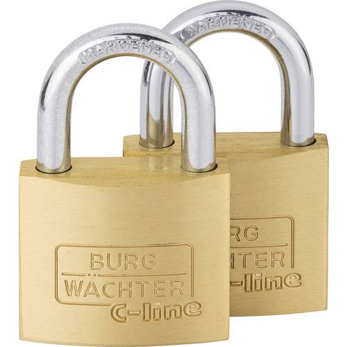 Burg Wächter 2er Set Quadro 222 40 SB Vorhängeschloss gleichschließend Messing Schlüsselschloss