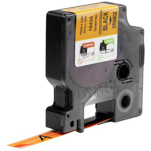 Schriftband DYMO IND RHINO S0718490 Vinyl Bandfarbe: Orange Schriftfarbe:Schwarz 12 mm 5.5 m