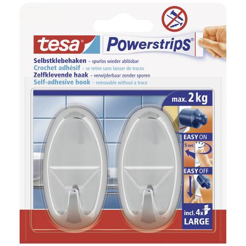 Thumbnail - tesa POWERSTRIPS® Klebehaken Large Oval Chrom Inhalt: 2 St.