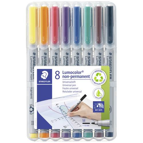 Staedtler Folienstift Lumocolor M non-permanent 315 315 WP8 Blau, Braun, Gelb, Grün, Orange, Rot, Schwarz, Violett
