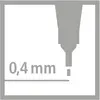 Symbol für eine feine, 0,4 mm dicke Schreibspitze, die beim Zeichnen verwendet wird.