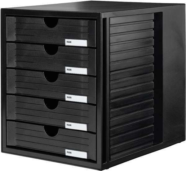 HAN Systembox 1450-13 Schubladenbox Schwarz DIN A4, DIN C4 Anzahl der Schubfächer: 5