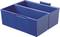 Ein großer, rechteckiger, blauer Lagerbehälter mit drei Fächern, geeignet für die Organisation oder Aufbewahrung von Gegenständen.