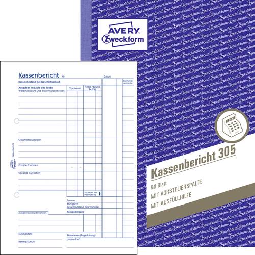 Thumbnail - Avery-Zweckform Kassenbericht Formular 305 DIN A5 Weiß Anzahl der Blätter: 50 selbstdurchschreibend: Nein