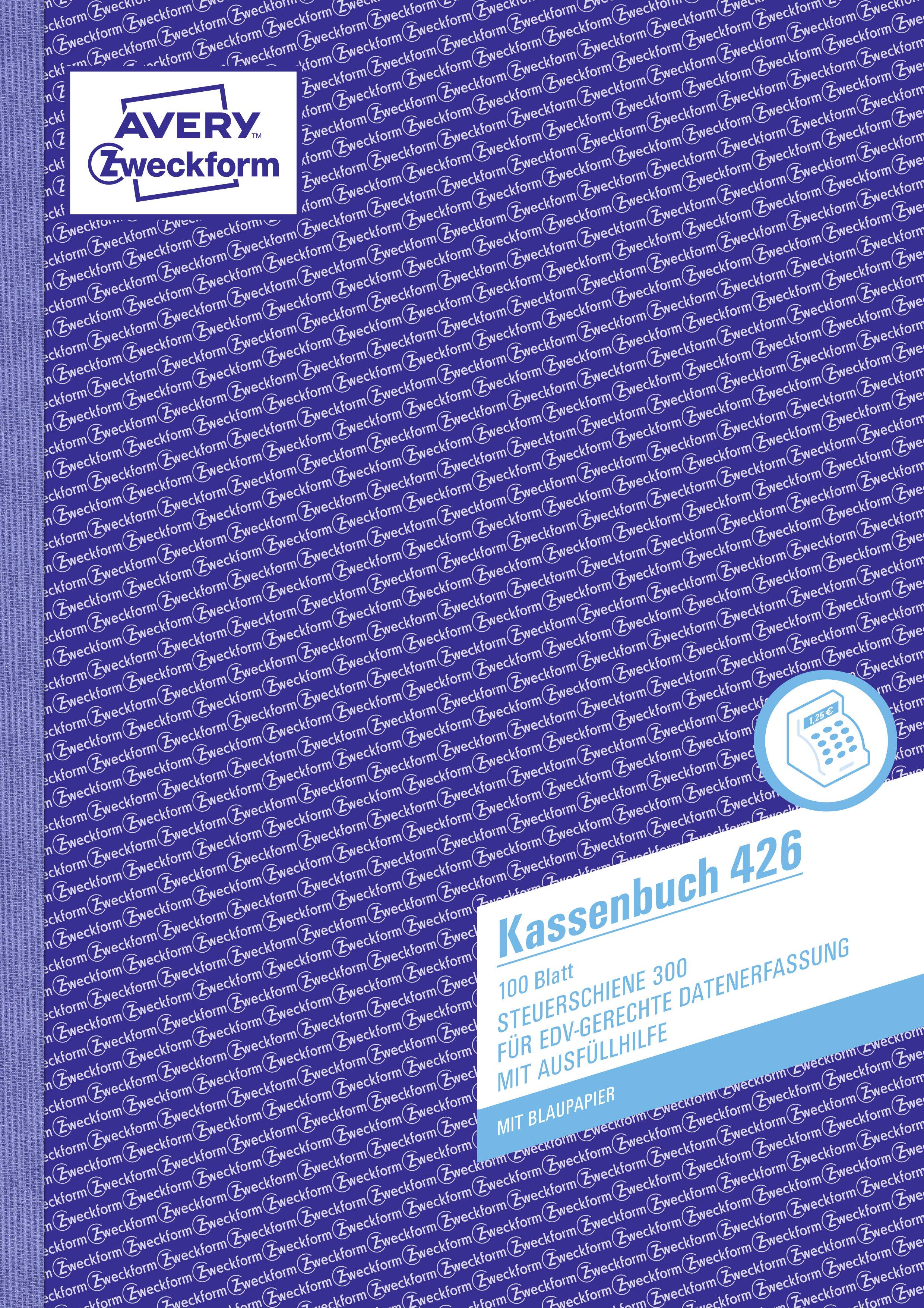 Kassenbuch 426 von Avery Zweckform, 100 Blatt steuerliche Datenerfassung, mit Blaupapier, für einfache Buchhaltung und Finanzverwaltung.
