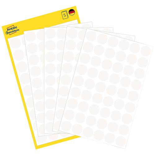 Avery-Zweckform 3145 Markierungspunkte Etiketten Ø 12 mm Weiß 270 St. Permanent haftend Papier
