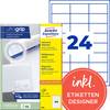 Avery-Zweckform 3658 Universal-Etiketten 64.6 x 33.8 mm Papier Weiß 2400 St. Permanent haftend Tintenstrahldrucker, Laserdrucker, Farblaserdrucker, Kopierer, Farbkopierer, Handbeschriftung
