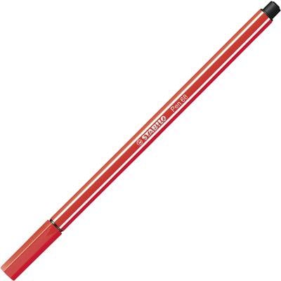 Roter Filzstift mit schwarzer Kappe, markiert mit 'STABILO Pen 68'. Ideal zum Zeichnen und Schreiben.