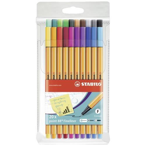 STABILO point 88 8820 Fineliner Gelb, Orange, Rot, Dunkelrot, Pink, Violett, Lila, Blau, Hellblau, Mittelblau, Türkisbla...