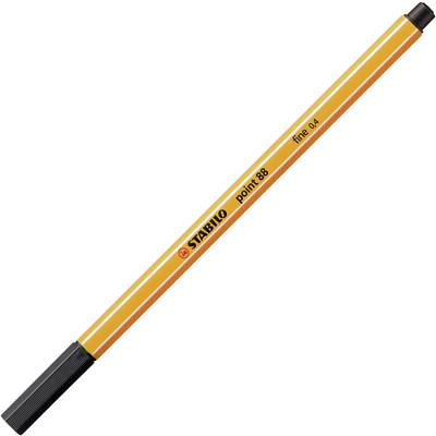 Ein orangefarbener Fineliner von STABILO, Modell 'point 88', mit schwarzer Kappe und feiner 0,4-mm-Spitze.