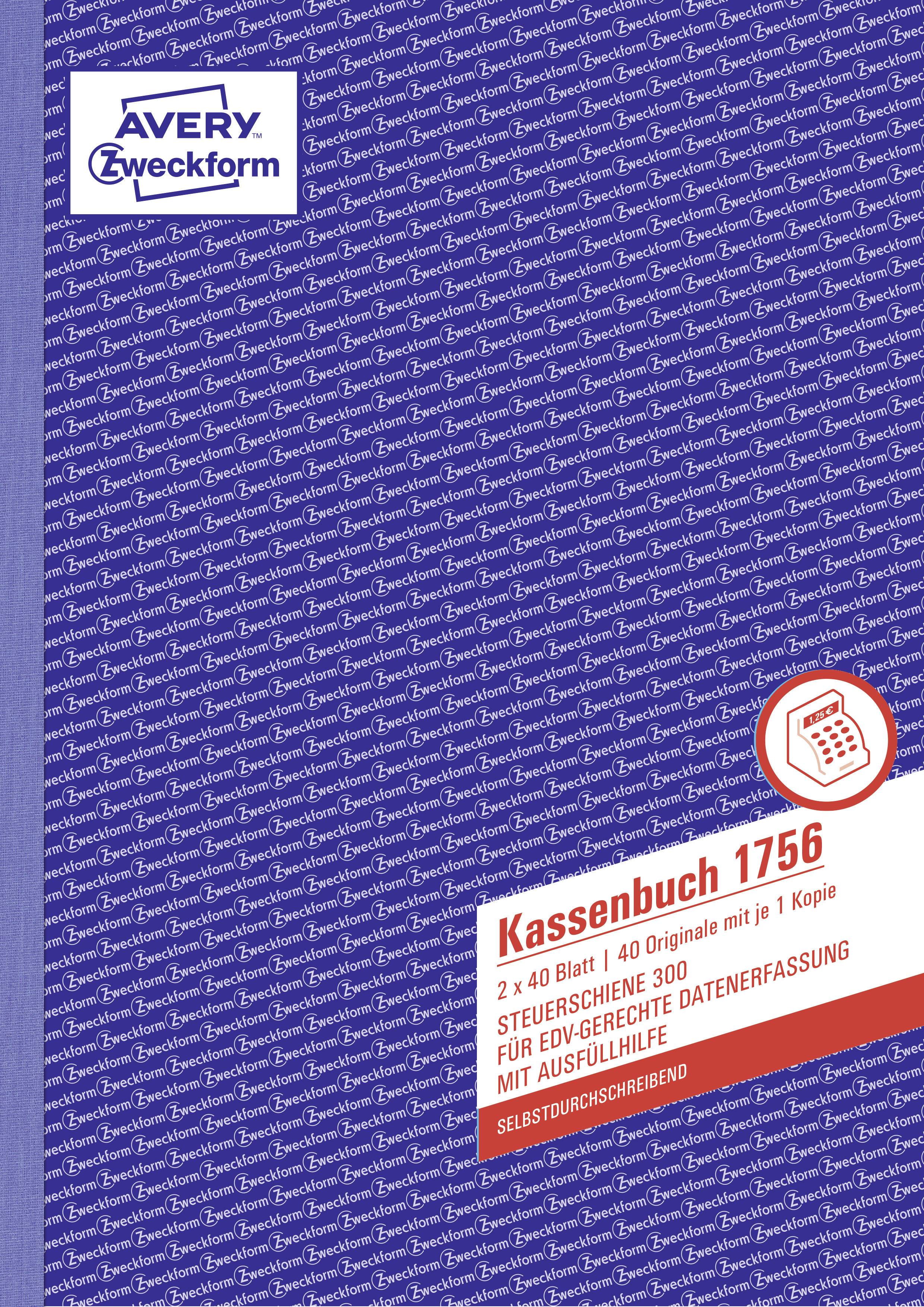 Avery-Zweckform Kassenbuch 1756 DIN A4 Weiß Anzahl der Blätter: 40 selbstdurchschreibend: Ja-2