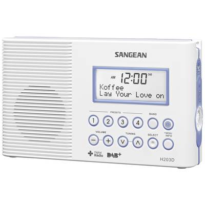 Sangean H203 Badradio DAB+, UKW   Taschenlampe, wasserdicht Weiß