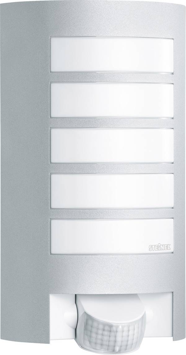 Steinel L 12 S 657918 Außenwandleuchte mit Bewegungsmelder  Energiesparlampe, LED E27 60 W Silber