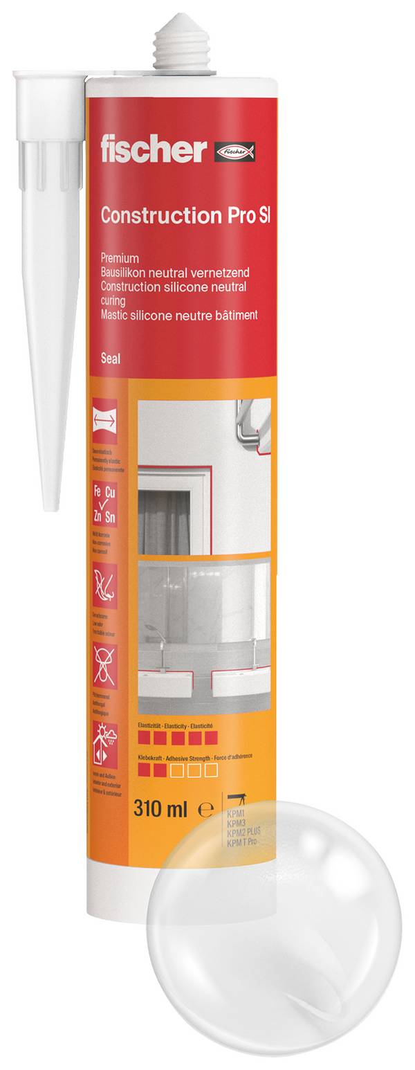 Fischer DBSA Bau-Silikon Herstellerfarbe Transparent 053090 310 ml