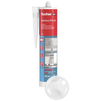 Fischer Sanitary Pro SI Dichtungsmittel-Kartusche, 310 ml, mit Düse und transparenter runder Kappe.