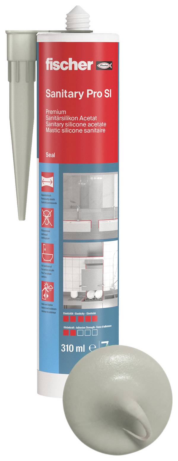Fischer DSSA Sanitär-Silikon Herstellerfarbe Sanitärgrau 512209 310 ml
