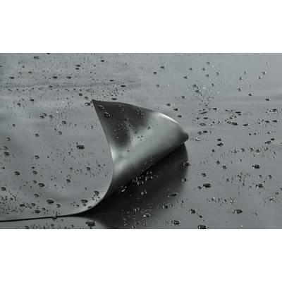 Eine glänzende, wasserabweisende Oberfläche mit Wassertropfen und einer leicht angehobenen Ecke, um Flexibilität und Wasserresistenz zu demonstrieren.