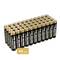 '44 Stück Premium Alkaline Batterien in Schwarz und Gold aufgereiht.'
