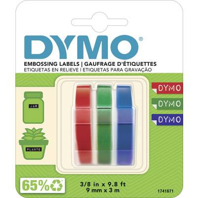 DYMO 3D Prägeband, Schriftband 3er Set  Bandfarbe: Blau-Rot, Blau-Schwarz Schriftfarbe: Weiß 9 mm 3 m S0847750