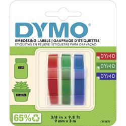 Image of DYMO 3D Prägeband, Schriftband 3er Set Bandfarbe: Blau, Schwarz, Rot Schriftfarbe: Weiß 9 mm 3 m S0847750