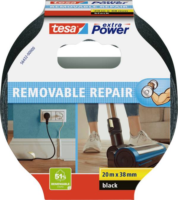 tesa ECO REPAIR 56432-00000-00 Gewebeklebeband tesa® extra Power Schwarz (L x B) 20 m x 38 mm 1 St.