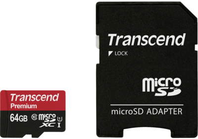 Transcend - Premium microSDXC-Karte 64 GB Class 10, UHS-I inkl. SD-Adapter
