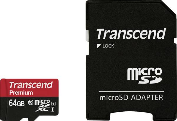 Transcend Premium microSDXC-Karte Industrial 64 GB Class 10, UHS-I inkl. SD-Adapter