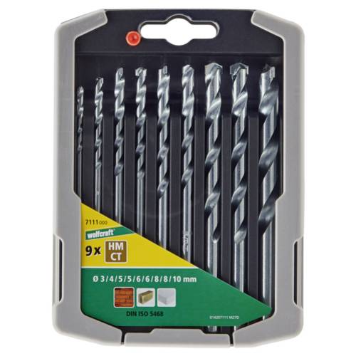 Wolfcraft 8450000 Hartmetall Stein-Spiralbohrer-Set 5teilig 4 mm, 5 mm, 6 mm, 8 mm, 10 mm Zylinderschaft 1 Set