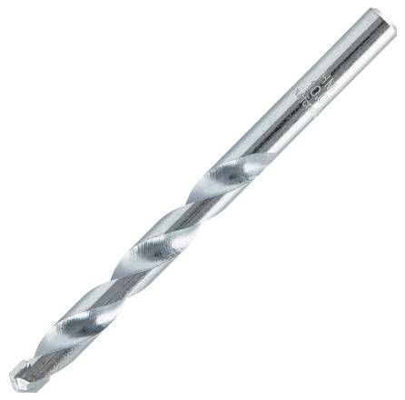 Ein silberner Bohrer aus Metall, geeignet für Bohren in Beton. Spiralform mit scharfer Spitze. Geeignet für den Einsatz in Bohrmaschinen.