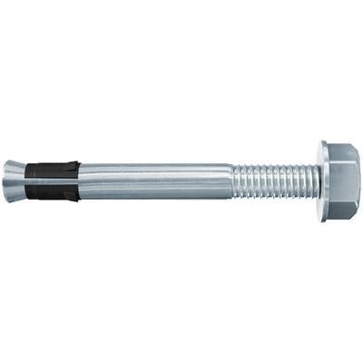 Ein Metallsechskantschraube oder Ankerschraube mit einem Gewinde am Ende und glatter Schaftfläche, dargestellt auf weißem Hintergrund.