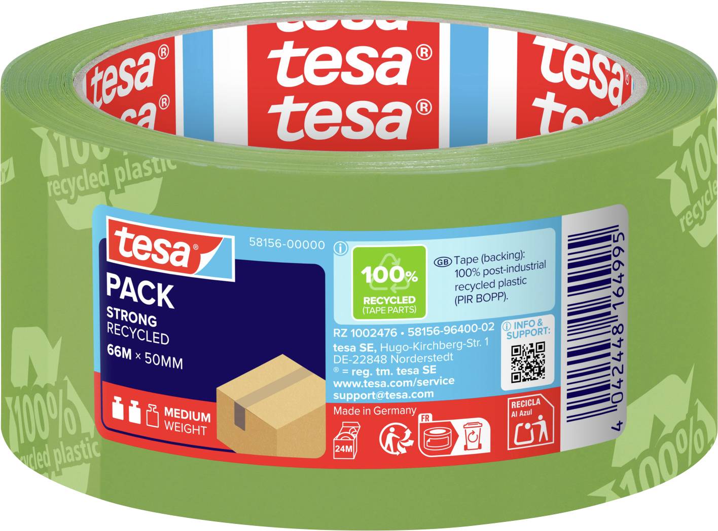 Tesa 58156-00000-00 Tesapack® Eco & Strong Tape 66m x 50mm Recycled