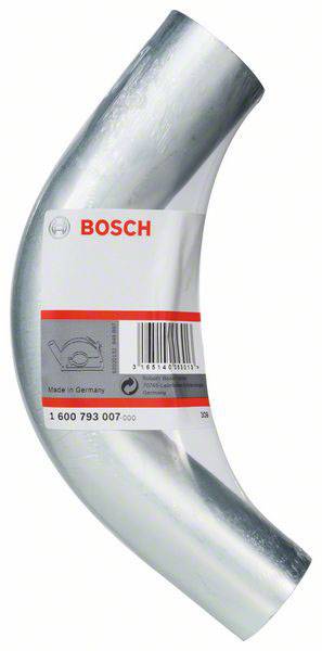 Ein silbernes Bosch-Ersatzteil in gebogener Rohrform. Auf dem Etikett befinden sich das Bosch-Logo und die Aufschrift 'Made in Germany'.