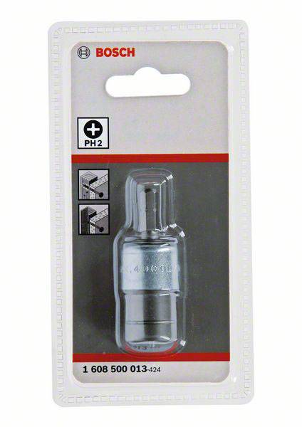 Ein Schraubendrehereinsatz von Bosch, Modell PH2, in originaler Verpackung. Eignet sich für Kreuzschlitzschrauben.