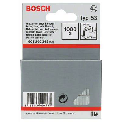 Feindrahtklammer Typ 53, 11,4 x 0,74 x 14 mm, 1000er-Pack 1000 St. Bosch Accessories 1609200368 