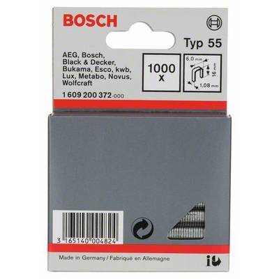 Bosch Accessories 1609200372 Schmalrückenklammern Typ 55 1000 St. Abmessungen (L x B) 16 mm x 6 mm