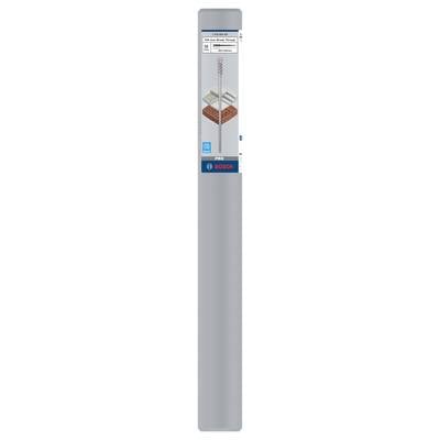 Verpackung für Bohrer von Bosch, zeigt einen Bohrer mit vier Schneiden und Zielmaterialien: Beton, Stein und Mauerwerk.