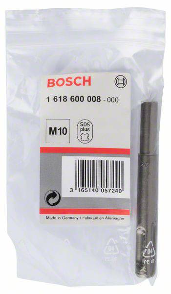 Bohrer in transparentem Beutel, Marke Bosch, Modellnummer 1 618 600 008 - 000, M10 SDS plus. Hersteller: Made in Germany.