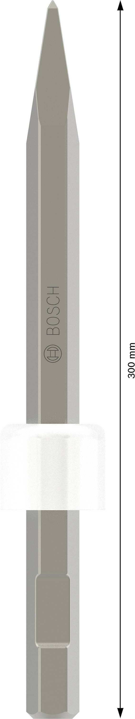 'Spitzmeißel von Bosch, 280 mm lang, mit sechseckigem Schaft und Kunststoffmanschette; geeignet für Betonarbeiten.'