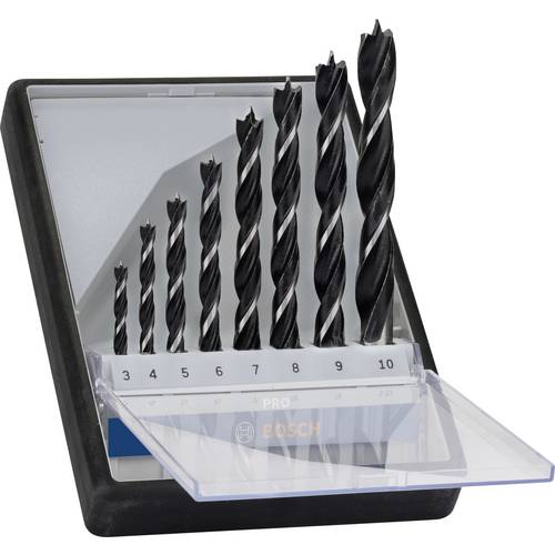 Bosch Accessories 2607010533 Holz-Spiralbohrer-Set 8teilig 3 mm, 4 mm, 5 mm, 6 mm, 7 mm, 8 mm, 9 mm, 10 mm Zylinderschaf...